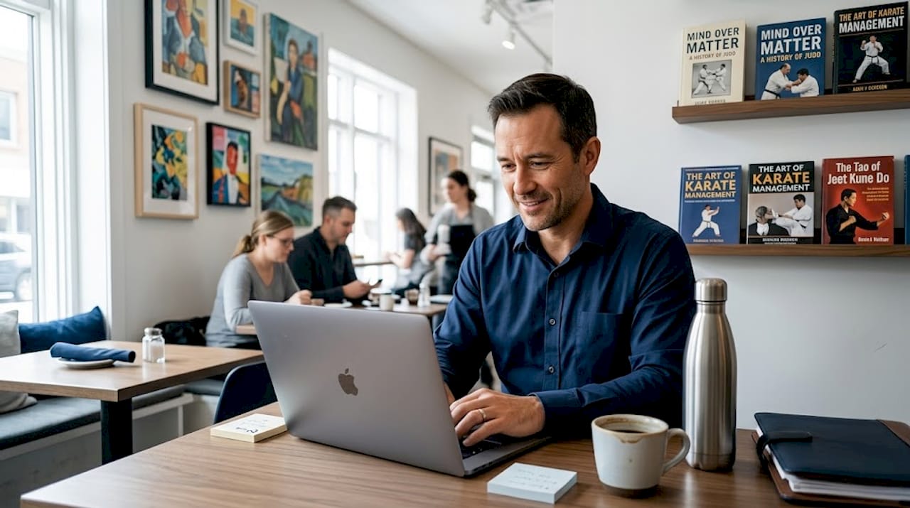 Martial arts school owner comparing management software