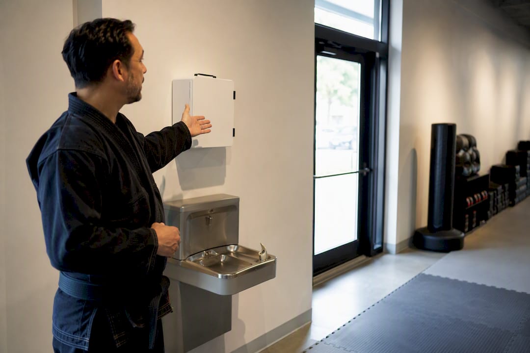 First-aid kit and exit in dojo