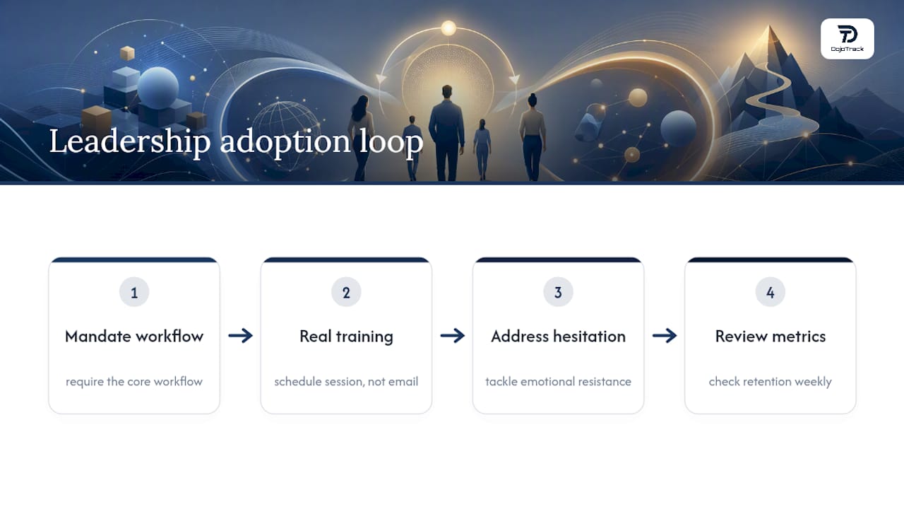 Leadership loop for studio app adoption