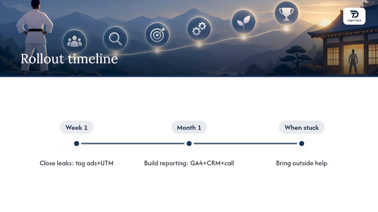 Your Rollout Plan: Week One, Month One, and When to Get Help — overview diagram