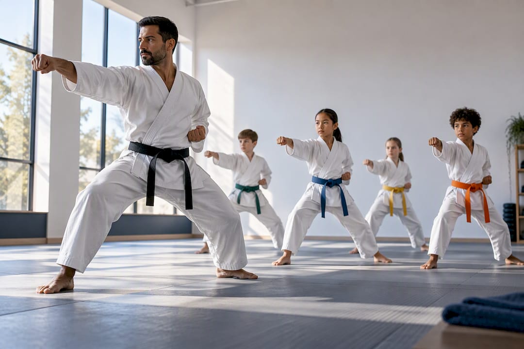 Substitute instructor leading belt-level dojo class