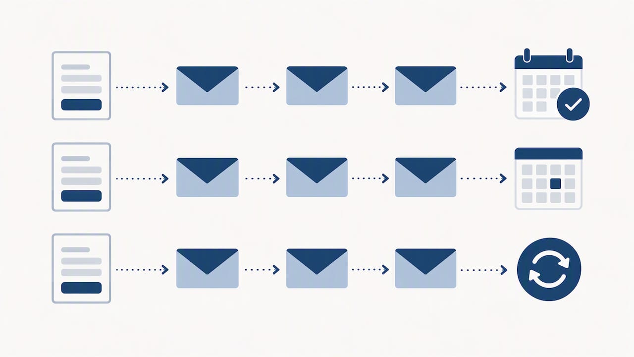 Three email nurture paths with distinct endpoints