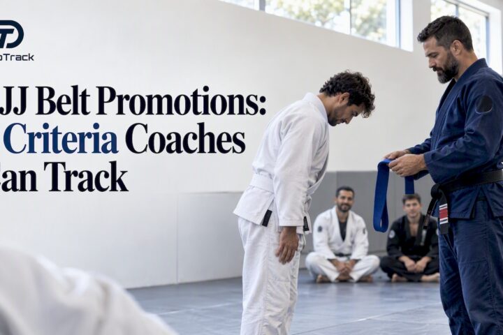 BJJ instructor presenting a promotion belt