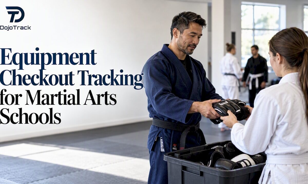 Instructor handing loaner gloves to beginner